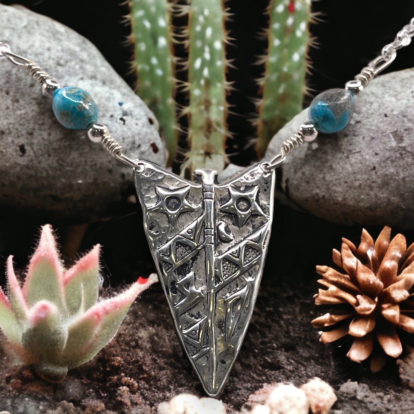 Silver and Turquoise arrowhead necklace