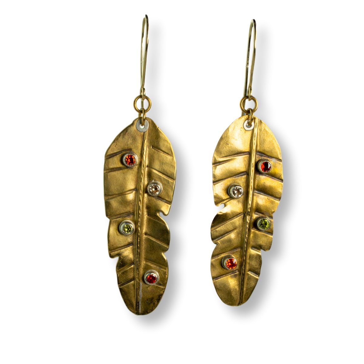 golden earrings with stones