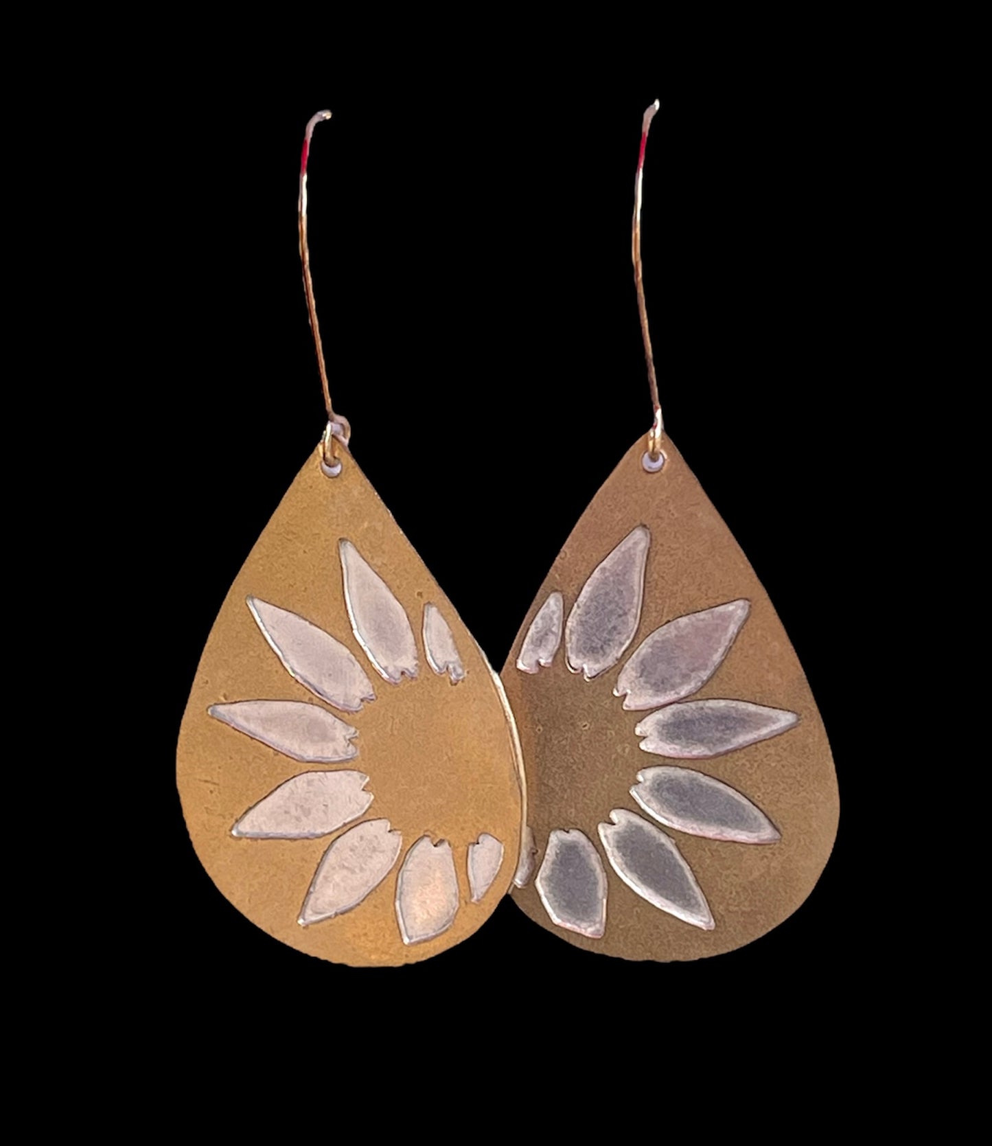 Sunflower earrings jewelry bronze and sterling silver