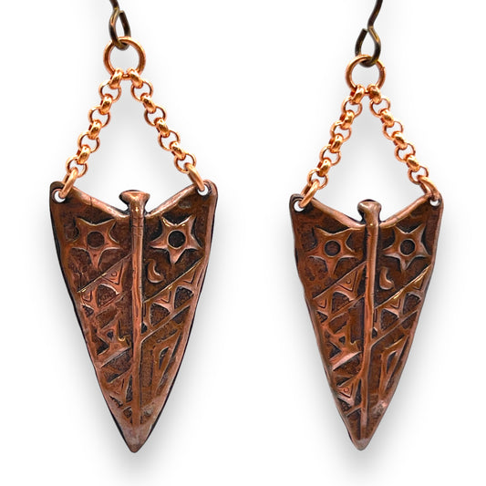 Copper Arrowhead dangle Earrings