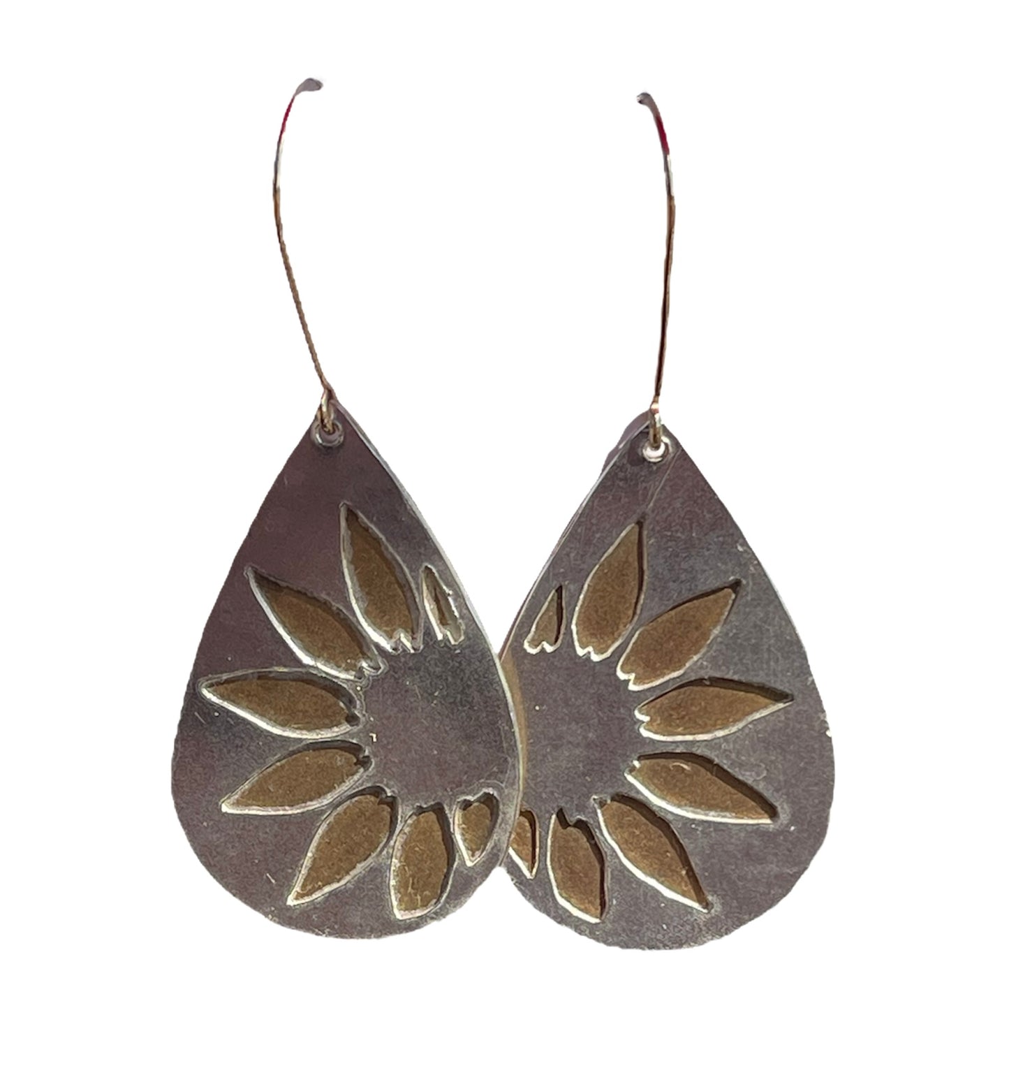 Sunflower earrings sterling silver and jewelry bronze