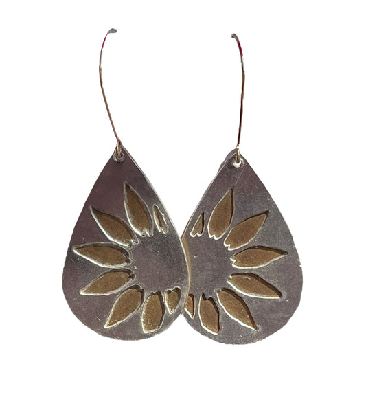 Sunflower earrings sterling silver and jewelry bronze