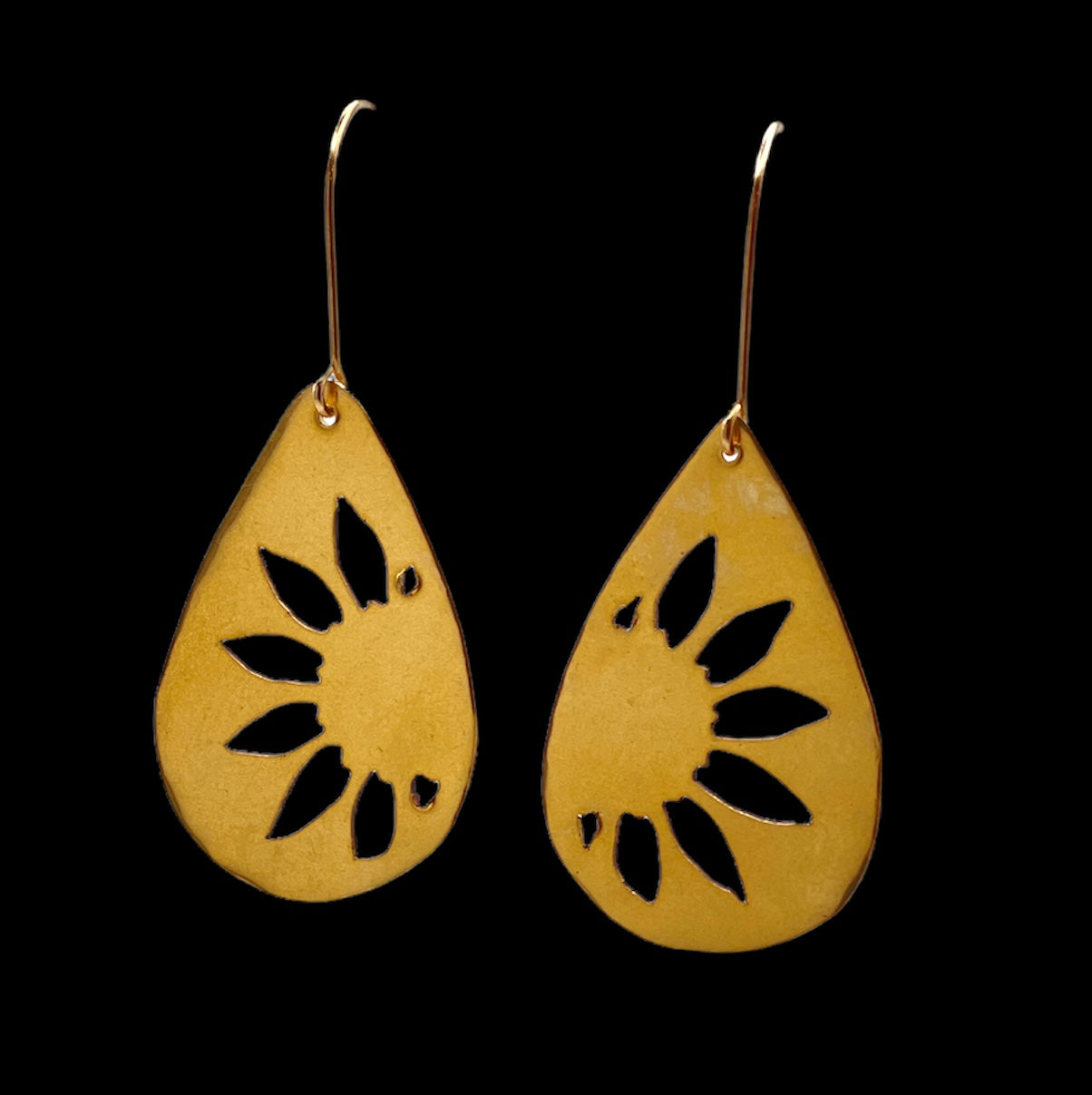 Sunflower for Ukraine earrings jewelry bronze