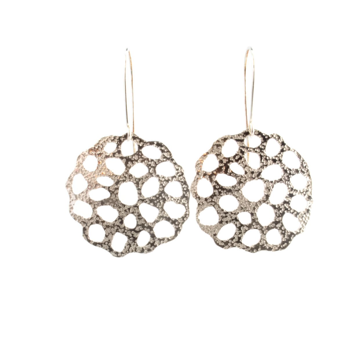 lacey lotus seed pod earrings sterling silver