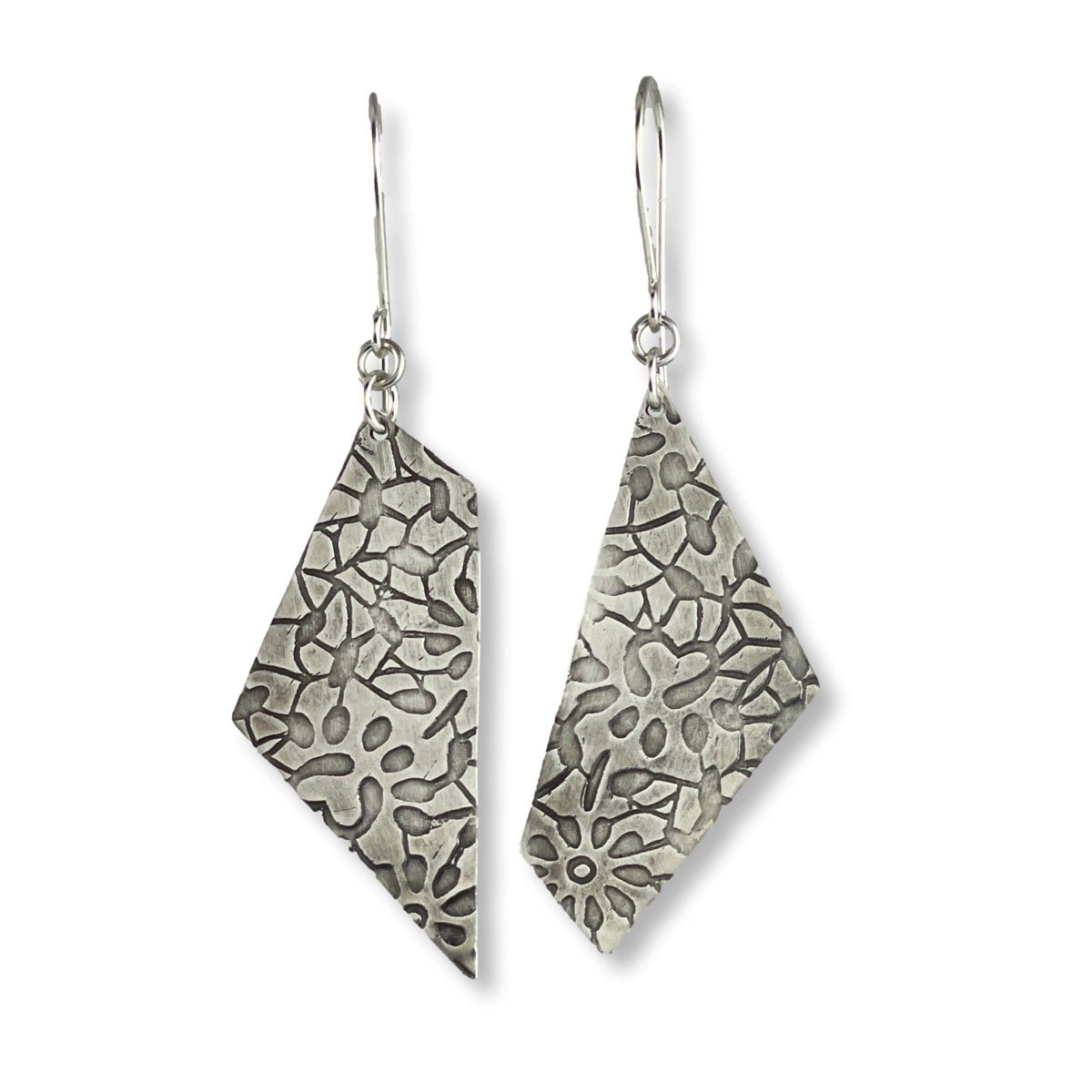 Sterling Silver Asymmetrical Textured Earrings
