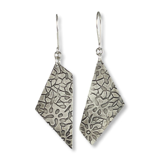 Sterling Silver Asymmetrical Textured Earrings